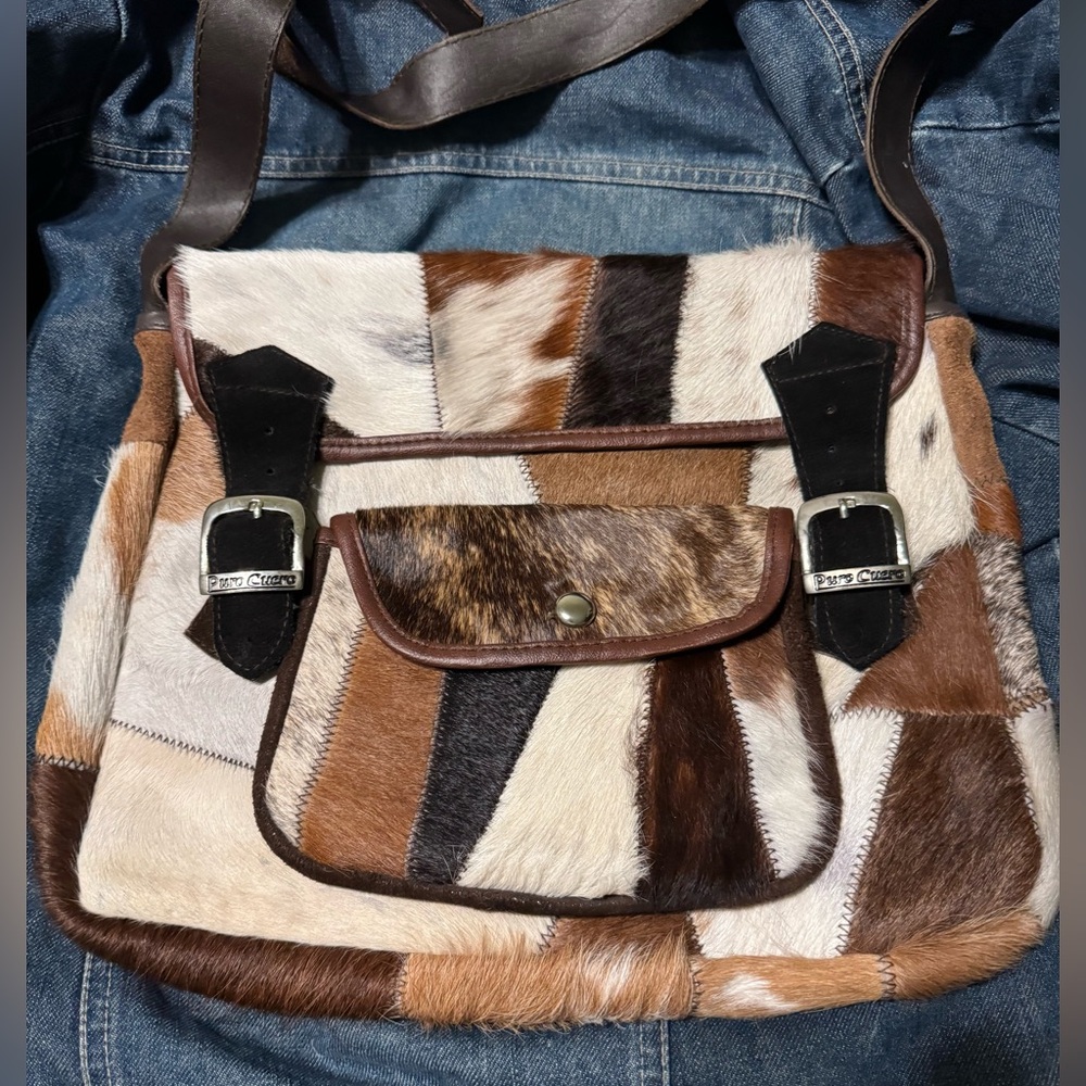 Vintage Puro Cuero Cowhide Leather Crossbody Bag
